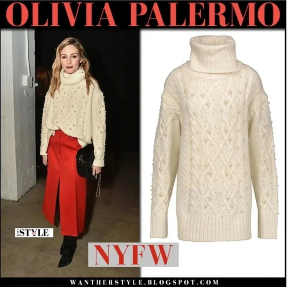 Rachel Zoe oversized wool turtleneck sweater with pearls - Picture 4 of 7